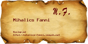 Mihalics Fanni névjegykártya